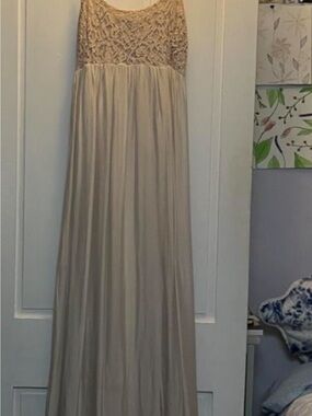 lola Champagne Lace Bodice Maxi Dress